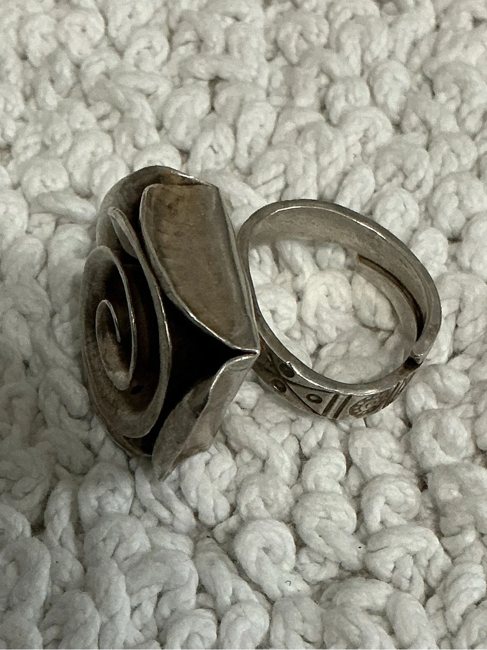 Vintage 925 Rose Adjustable Size Statement Ring